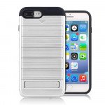Wholesale iPhone 7 Plus Card Pocket Hybrid Case (Silver)